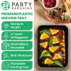 PARTY BARGAINS 8″ x 11″ Disposable Plastic Serving Tray 4-Pack – Black with Gold Rim Rectangular Party Platters for Snacks, Appetizers, Charcuterie, Weddings & Catering