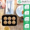 PARTY BARGAINS 8″ x 11″ Disposable Plastic Serving Tray 8-Pack – Black with Gold Rim Rectangular Party Platters for Snacks, Appetizers, Charcuterie, Weddings & Catering