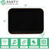 PARTY BARGAINS 8″ x 11″ Disposable Plastic Serving Tray 8-Pack – Black with Gold Rim Rectangular Party Platters for Snacks, Appetizers, Charcuterie, Weddings & Catering