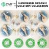 PARTY BARGAINS 9″ Plastic Dinner Plates with Gold Rim, 10-Pack Hammered Transparent Blue Disposable Party Plates for Weddings, Parties & Events(Blue with Gold Rim)