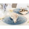 PARTY BARGAINS 9″ Plastic Dinner Plates with Gold Rim, 10-Pack Hammered Transparent Blue Disposable Party Plates for Weddings, Parties & Events(Blue with Gold Rim)
