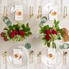 PARTY BARGAINS 9″ Plastic Dinner Plates with Gold Rim, 10-Pack Hammered Transparent Blue Disposable Party Plates for Weddings, Parties & Events(Clear with Gold Rim)