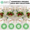 PARTY BARGAINS 9″ Plastic Dinner Plates with Gold Rim, 10-Pack Hammered Transparent Blue Disposable Party Plates for Weddings, Parties & Events(Clear with Gold Rim)