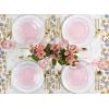 PARTY BARGAINS 9″ Plastic Dinner Plates with Gold Rim, 10-Pack Hammered Transparent Blue Disposable Party Plates for Weddings, Parties & Events(Pink with Gold Rim)