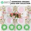 PARTY BARGAINS 9″ Plastic Dinner Plates with Gold Rim, 10-Pack Hammered Transparent Blue Disposable Party Plates for Weddings, Parties & Events(Pink with Gold Rim)