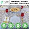 PARTY BARGAINS 9″ Plastic Dinner Plates with Gold Rim, 10-Pack Hammered Transparent Blue Disposable Party Plates for Weddings, Parties & Events(White with Gold Rim)