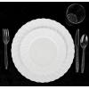 PARTY BARGAINS Argyle White Plastic Cutlery Set 360-Piece – 180 Forks, 120 Spoons, 60 Knives – Heavy-Duty Disposable Utensils for Parties, Weddings, Buffets, BBQs & Catering – BPA Free(Argyle Clear)