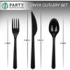 PARTY BARGAINS Argyle White Plastic Cutlery Set 360-Piece – 180 Forks, 120 Spoons, 60 Knives – Heavy-Duty Disposable Utensils for Parties, Weddings, Buffets, BBQs & Catering – BPA Free(Onyx)
