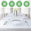 PARTY BARGAINS Disposable Plastic Set – 10” Dinner Plates, 7” Salad/Dessert Plates, Forks, Knives, Spoons, Weddings, Bridal Showers, Birthday (250-Set, Silver Lace)
