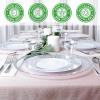 PARTY BARGAINS Disposable Plastic Set – 10” Dinner Plates, 7” Salad/Dessert Plates, Forks, Knives, Spoons, Weddings, Bridal Showers, Birthday (250-Set, Silver Twig)