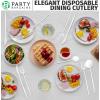 PARTY BARGAINS Plastic Cutlery Set, 40 Pc Black Disposable Heavy-Duty Flatware – Includes 16 Forks, 8 Knives & 16 Spoons for Parties, Weddings, BBQs, Events – Elegant & Durable Plastic Utensils(White)