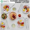 PARTY BARGAINS Plastic Cutlery Set, 40 Pc Black Disposable Heavy-Duty Flatware – Includes 16 Forks, 8 Knives & 16 Spoons for Parties, Weddings, BBQs, Events – Elegant & Durable Plastic Utensils(Silver)