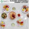 PARTY BARGAINS Plastic Cutlery Set, 40 Pc Black Disposable Heavy-Duty Flatware – Includes 16 Forks, 8 Knives & 16 Spoons for Parties, Weddings, BBQs, Events – Elegant & Durable Plastic Utensils(White)