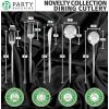 PARTY BARGAINS Plastic Cutlery Set, 40 Pc Black Disposable Heavy-Duty Flatware – Includes 16 Forks, 8 Knives & 16 Spoons for Parties, Weddings, BBQs, Events – Elegant & Durable Plastic Utensils(Silver)