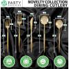 PARTY BARGAINS Plastic Cutlery Set, 40 Pc Black Disposable Heavy-Duty Flatware – Includes 16 Forks, 8 Knives & 16 Spoons for Parties, Weddings, BBQs, Events – Elegant & Durable Plastic Utensils(Gold)