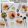 PARTY BARGAINS Plastic Cutlery Set, 40 Pc Black Disposable Heavy-Duty Flatware – Includes 16 Forks, 8 Knives & 16 Spoons for Parties, Weddings, BBQs, Events – Elegant & Durable Plastic Utensils(Black)