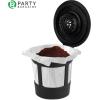 PARTY BARGAINS Reusable Coffee Filter Cups 4-Pack for 1.0 Brewers – Universal Fit Refillable Single-Serve Filters with Stainless Steel Mesh and BPA-Free Plastic – Eco-Friendly Coffee Pods, Black(1.0 Black)