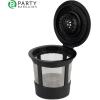PARTY BARGAINS Reusable Coffee Filter Cups 4-Pack for 1.0 Brewers – Universal Fit Refillable Single-Serve Filters with Stainless Steel Mesh and BPA-Free Plastic – Eco-Friendly Coffee Pods, Black(1.0 Black)