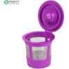 PARTY BARGAINS Reusable Coffee Filter Cups 4-Pack for 1.0 Brewers – Universal Fit Refillable Single-Serve Filters with Stainless Steel Mesh and BPA-Free Plastic – Eco-Friendly Coffee Pods, Black(2.0 Purple)