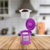 PARTY BARGAINS Reusable Coffee Filter Cups 4-Pack for 1.0 Brewers – Universal Fit Refillable Single-Serve Filters with Stainless Steel Mesh and BPA-Free Plastic – Eco-Friendly Coffee Pods, Black(2.0 Purple)