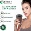 PARTY BARGAINS Ripple Hot Cups without Lids, 10 oz, 40 Count, Brown, Insulated Double Wall, Disposable Paper Coffee Cups, To-Go Cup, Tea, Hot Beverages, No Sleeve Needed(16 Ounce)