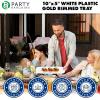 Party Bargains 10×5 Inch Plastic Serving Tray, White Gold Rim Rectangular Platter, 4 Pack