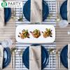 Party Bargains 10×5 Inch Plastic Serving Tray, White Gold Rim Rectangular Platter, 8 Pack