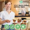 Party Bargains 10×5 Inch Plastic Serving Tray, White Rectangular Platter, 4 Pack