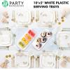 Party Bargains 10×5 Inch Plastic Serving Tray, White Rectangular Platter, 8 Pack