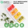 Party Bargains 10×5 Inch Plastic Serving Tray, White Rectangular Platter, 8 Pack