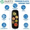 Party Bargains 17×5 Inch Plastic Serving Tray, Black Rectangular Platter, 4 Pack