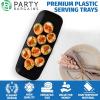 Party Bargains 17×5 Inch Plastic Serving Tray, Black Rectangular Platter, 4 Pack