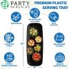 Party Bargains 17×5 Inch Plastic Serving Tray, Black Rectangular Platter, 8 Pack