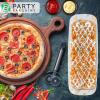 Party Bargains 17×5 Inch Plastic Serving Tray, White with Leaves Rectangular Platter, 4 Pack