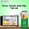 Party Bargains 34 Oz. Water Carafe with Black Flip Tab Lid, Round Base, 1 Pack