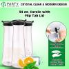 Party Bargains 34 Oz. Water Carafe with Black Flip Tab Lid, Round Base, 12 Pack
