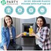 Party Bargains 34 oz. Water Carafe with Black Flip Tab Lid, Square Base, 2 Pack