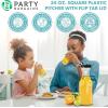 Party Bargains 34 oz. Water Carafe with Black Flip Tab Lid, Square Base, 6 Pack