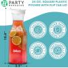 Party Bargains 34 oz. Water Carafe with White Flip Tab Lid, Square Base, 2 Pack