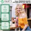 Party Bargains 54 Oz Square Base Carafe with Black Flip Tab Lids, 12 Pack