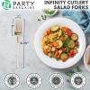 Party Bargains Disposable Plastic Pink Gold Salad Forks, Infinity Modern Design Utensils, 20 Pack