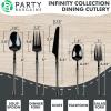 Party Bargains Disposable Plastic Silver Cutlery Set, Infinity Modern Design Utensils, 40 Pack: 16 Forks, 8 Knives, 16 Spoons(Black)