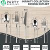Party Bargains Disposable Plastic Silver Cutlery Set, Infinity Modern Design Utensils, 40 Pack: 16 Forks, 8 Knives, 16 Spoons(Silver)