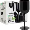 PARTY BARGAINS 12 oz Disposable Plastic Wine Goblets, Shatter-Resistant BPA-Free Stemmed Wine Cups for Weddings, Events & Outdoor Entertaining, Black, 5 Pack(Black)
