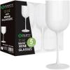 PARTY BARGAINS 12 oz Disposable Plastic Wine Goblets, Shatter-Resistant BPA-Free Stemmed Wine Cups for Weddings, Events & Outdoor Entertaining, Black, 5 Pack(White)