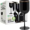 PARTY BARGAINS 12 oz Disposable Plastic Wine Goblets, Shatter-Resistant BPA-Free Stemmed Wine Cups for Weddings, Events & Outdoor Entertaining, Black, 5 Pack(Black Gold Rim)