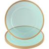 PARTY BARGAINS 13-Inch Charger Plates – 8 Pack, Organic Collection Black Gold Rim, Heavy-Duty Disposable Chargers for Elegant Dining – Ideal for Weddings and Formal Events(Green With Gold Rim)