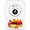 PARTY BARGAINS 14″ Disposable Plastic Serving Tray 4-Pack – White with Gold Rim Square Party Platters for Snacks, Appetizers, Charcuterie, Weddings & Catering