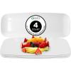PARTY BARGAINS 17×5 Inch Plastic Serving Tray, White Rectangular Platter, 4 Pack