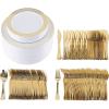 PARTY BARGAINS 250 Disposable Dinner Set for 50 Guest – Gold Spiral, 50 Each: 10″ Dinner Plates, 7″ Salad/Dessert Plates, Forks, Knives, Spoons, for Wedding Receptions, Banquets, Buffets